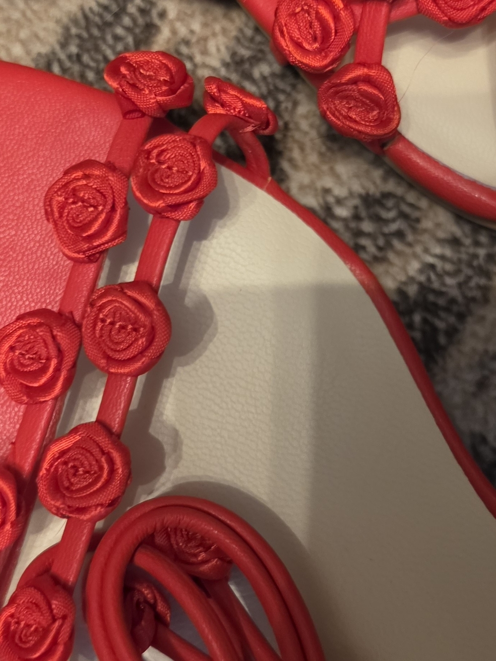 Dolce Vita Collab With LOVE AND lemons! Red Rose-Appliqué Lace-Up Heeled Sandals